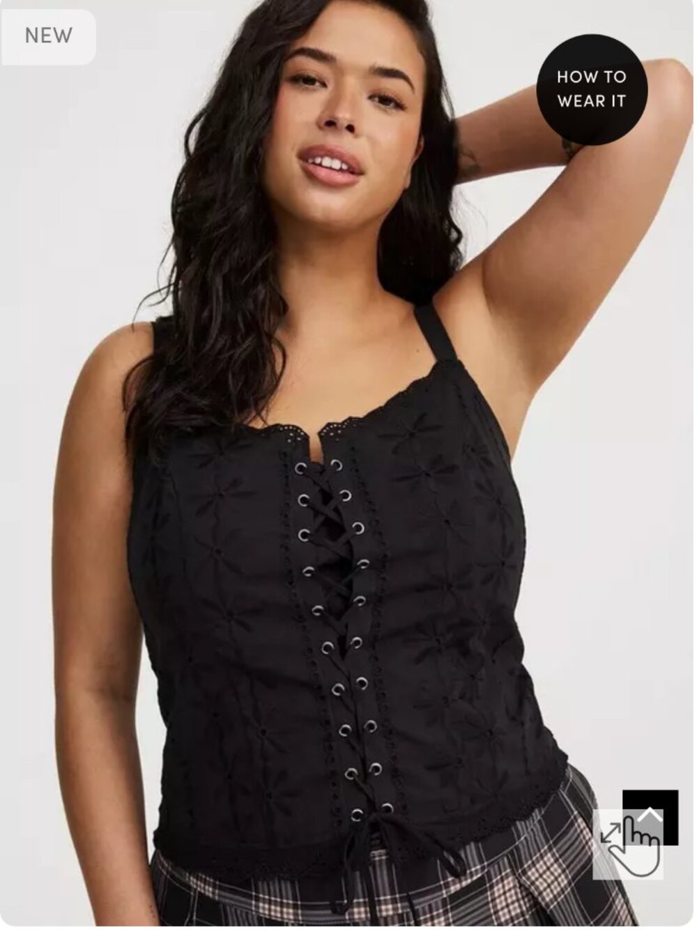 Torrid - Lace-Up Eyelet Bustier - Black - 1x - NWT